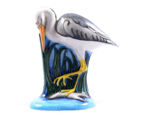 Emma Bossons for Moorcroft Pottery, 'Heron' a pottery model trial, dated 24-1-06, painted 'Trial', 18cm.Condition report:No c