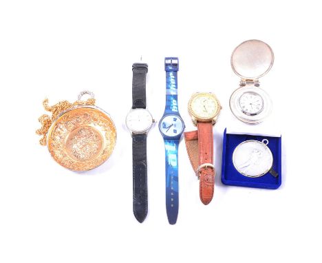 Two gemset rings, white metal bracelet, paste set earrings, wristwatches and collectables, two gemset rings, one with 9 carat