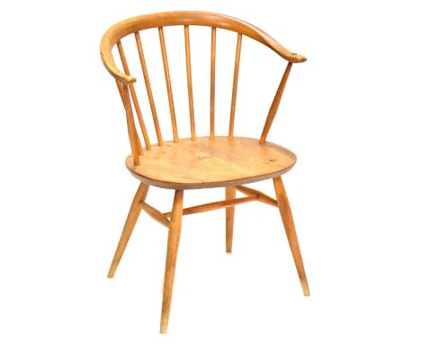 Ercol Model 338 fireside chair, width 54cm, height 76cm.Condition report:Grips at the end of each arm is worn and some indent