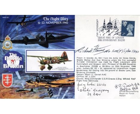 Battle Of Britain RAFa19 Battle Of Britain The Night Blitz Cover Signed By Battle Of Britain Veterans Richard Haine Of 600 Sq