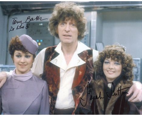 Doctor Who 8x10 Photo Signed By Tom Baker And Sarah Sutton From The Series Doctor Who. Good condition. All signed items come 