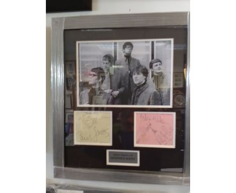 Manfred Mann autograph presentation. Two signed album pages signed by Manfred Mann, Mike Hugg, Mike Vickers, Paul Jones, Tom 