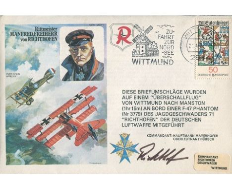 Von Richthofen Historic Aviators Series Cover Dedicated To Manfred Von Richthofen The Red Baron Signed By His Cousin Baron Vo