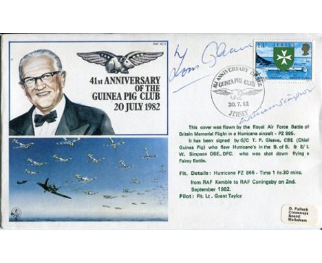 Guinea Pig Club 41st Anniversary Of The Guinea Pig Club Cover Signed By Battle Of Britain Pilots Tom Leave Who Flew Hurricane