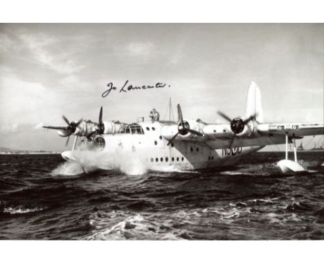 Sunderland Flying Boat 8x12 Inch Photo Of A Sunderland Flying Boat, Signed By Former Test Pilot John Oliver Lancaster DFC Who