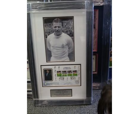 Puskas signed Benham football FDC. framed and mounted with a portrait photo to a very high standard to overall size 23 x 14 i