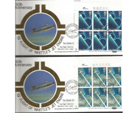 Scientific Achievements 50th anniversary 1st flight of Whittles jet engine Harrison booklet Benham Official FDCs set of 4 cov