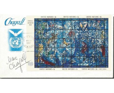 Marc Chagall signed 1967 UN Chagall Art FDC. Good condition. All signed items come with our certificate of authenticty. We co