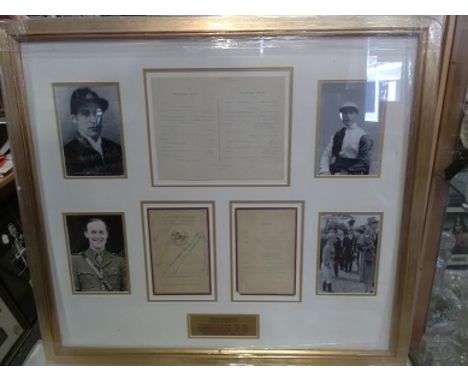Champion Jockeys multisigned autograph presentation. 1935 Gordon Richards Victory Banquet menu signed to front by Sir Gordon 