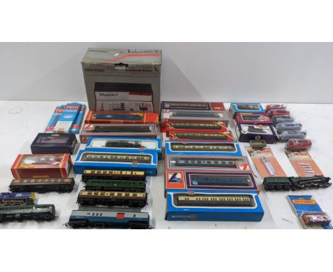 A collection of 00 gauge model railway accessories to include a boxed zero 1 R950 Master Control unit, a boxed Lima models We