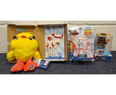 Toy Story 4 collectables to include Forky and Duke Caboom, talking officer Giggle McDimples , Pull n go fork with wacky actio