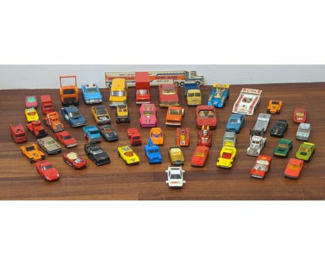 Collection of Corgi and Matchbox cars, vans and lorries to include; Matchbox, Superkings, a Ford 'A' series, a Matchbox Porsc