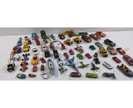 A collection of unboxed diecast model vehicles to include a Corgi Toys No.238 Jaguar Mark X Saloon, a Dinky Toys Captain Scar