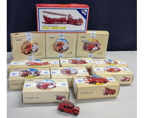 A collection of mostly boxed diecast model Fire Engines to include a Corgi No 97320 American La France Aerial ladder truck, a