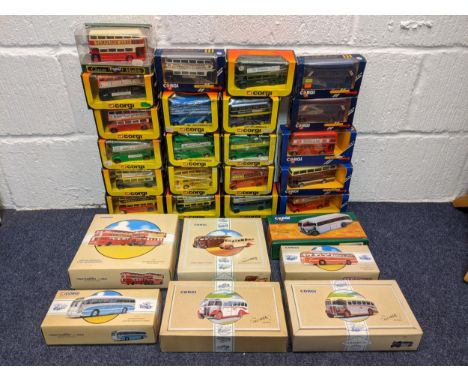 Corgi model buses to include Routemaster buses and larger boxed models, two 1 AEC Regals, two Burlingham Seagulls (97175 and 