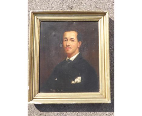 OIL ON CANVAS, PORTRAIT OF A GENTLEMAN IN VICTORIAN COSTUME, AF APPROX. 61 X 51 cm