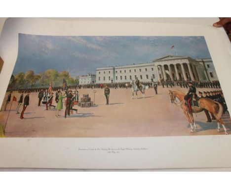 PRINT OF THE PRESENTATION OF COLOURS BY QUEEN TO ROYAL MILITARY ACADAMY AT SANDHURST 30/05/1974, SIGNED