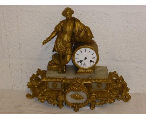 FRENCH ORMOLU MANTLE CLOCK (WITH GLASS DOME AF)