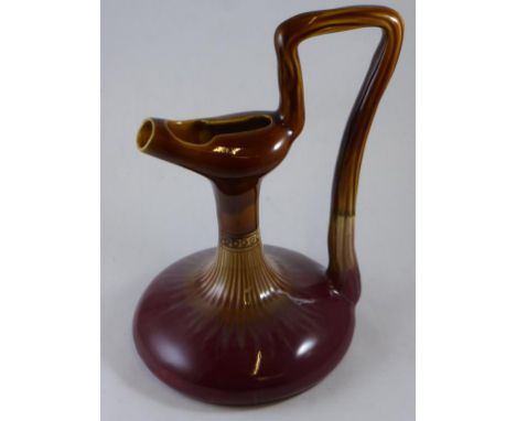 LINTHORPE, STYLISH POTTERY EWER, DESIGNED BY CHRISTOPHER DRESSER, IMPRESSED MARKS TO BASE, APPROX. 18 cm