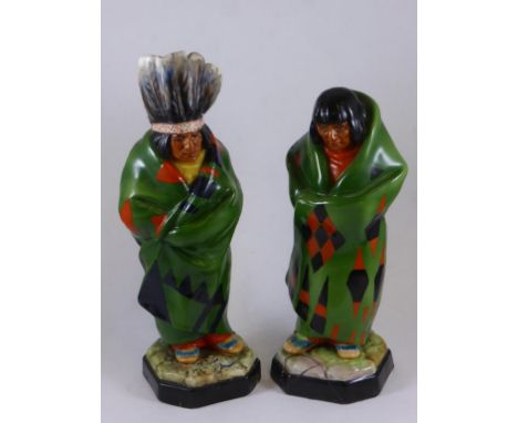 2 ROYAL WORCESTER FIGURES, INDIAN CHIEF 2907 AND INDIAN BRAVE 2906, E.M.GERTNER, BOTH REPAIRED