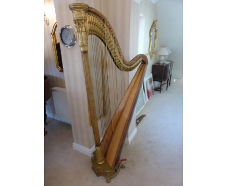 EARLY 19TH CENTURY GRECIAN HARP, ENGRAVED BRASS PLATE 'SCHWIESO & CO, 11 SOHO SQUARE, LONDON, 291 FOREMAN Sn. ERARD