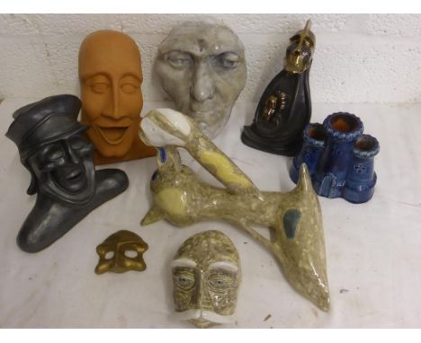 QTY. UNUSUAL POTTERY HEADS AND OTHER ITEMS FROM THE ESTATE OF A FORMER ROYAL WORCESTER EMPLOYEE
