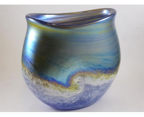 ART GLASS VASE 'GOLDEN SEASCAPE' APPROX. 14 cm