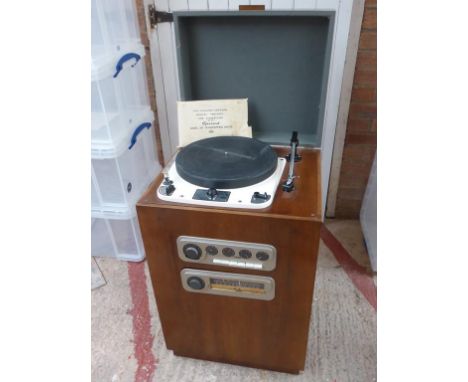 CUSTOM MADE HI FI CABINET WITH GARRARD 301 DECK, TRANSCRIPTION MOTOR MANUAL, TEMPLATES ETC. DECCA PICK UP ARM, QUAD 22 CONTRO