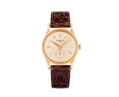 Patek Philippe Calatrava 3403, 50s18k gold round case, n.310118, engraved screw back, crown in the shape of double P.Argenté 