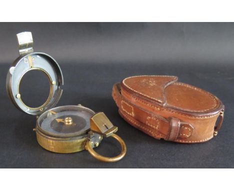 A WWI Verniers Pattern VII British Army Marching Compass by Crucon &amp; Emons of London, no. 44870 1916 and in leather case 