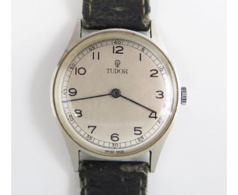 A ROLEX TUDOR Bubble Back Stainless Steel Wristwatch, the 34mm case back no. 691187 818, with manual wind mechanical movement