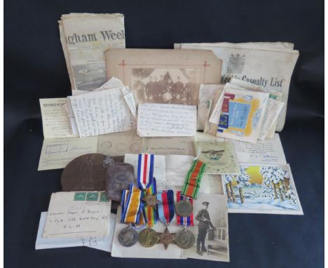 Three Generations of War Ephemera including 1st Company Royal Warwick Regiment Silver Marksman's Badge awarded to PRIVATE R. 