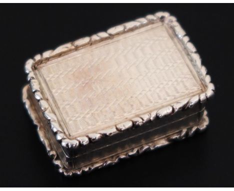 A William IV Silver Vinaigrette with engine turned decoration and gilt grill, Birmingham 1832, Joseph Bettridge, 28x19mm, 12.