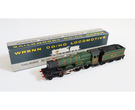 A Wrenn Railways OO/HO Gauge W2221 4-6-0 BR Green "Cardiff Castle" 4075. Near mint in box with packing ring, coupling and man