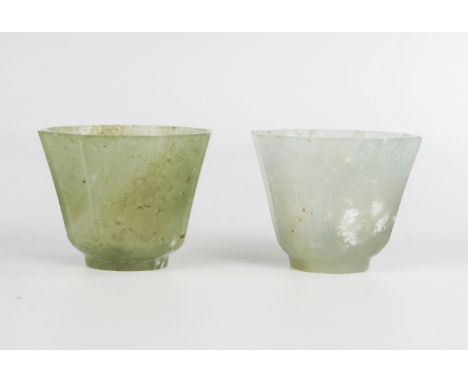 A Pair of Chinese Jade Octagonal Cups, 3.5 cm high