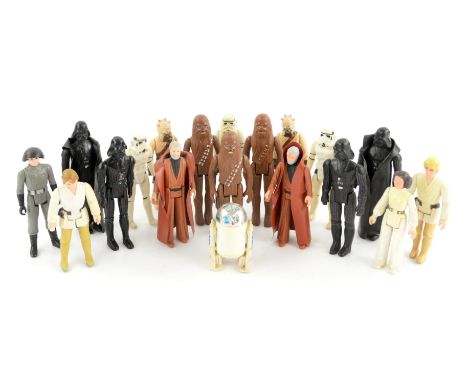 Nineteen Kenner 1977 vintage 3 3/4" Star Wars figures, comprising three Chewbacca, two Luke Skywalker, one blonde and one wit