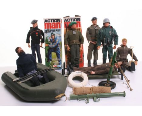 Quantity of Vintage Action Man,Boxed 34052 Soldier (one end flap of box missing) French Resistance Fighter complete, on gripp