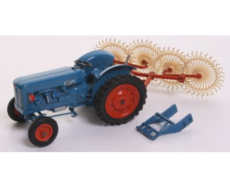  Scarce Britains Unboxed No.172F Fordson Major Tractor, mid blue body, orange wheel hubs,metal rear, plastic front, red plast