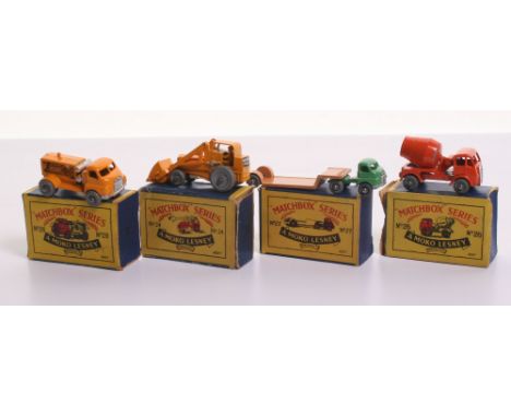  Four Matchbox Moko Lesney Models,24a Weatherill Hydraulic Excavator, yellow body, with silver trim, metal wheels, in near mi
