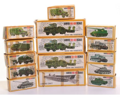 Quantity of Airfix H0-00 Scale Vehicles,4 x Field Gun & Tractor (two unboxed),2 x 6x6 Truck (both have been repainted),1 x La