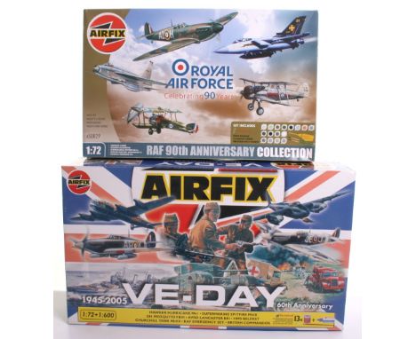 Two Airfix Model Kits, A50029 Royal Air Force Celebrating 90 years,contains Sopwith Camel, Gloster Gladiator, Spitfire MK1a,E