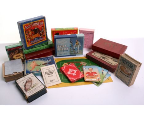 Quantity of Card Games, including, International Football Whist, Neville Dukes Test Pilot, The New Game “Auctioneer” Contraba