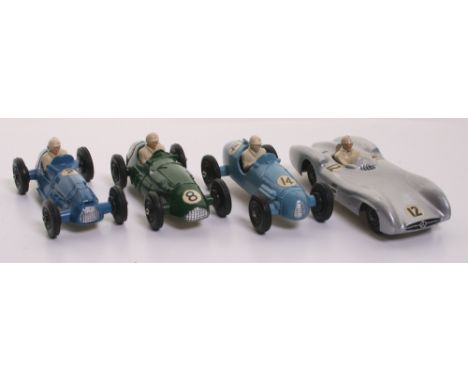  Four Unboxed Crescent Grand Prix Racing Cars  1284 Mercedes 2.5 Litre, silver body, racing no ’12’-1287 Connaught, green bod