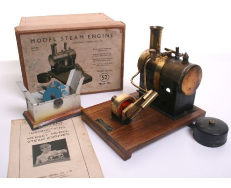 Scarce Mersey Model Steam Engine no 52,Horizintal Stationary Type, mounted on wooden base, with burner filler and instruction