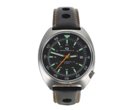 Omologato Indianapolis Di Corsa Limited Edition automatic stainless steel gentleman's wristwatch, no. 04x/500, black leather 