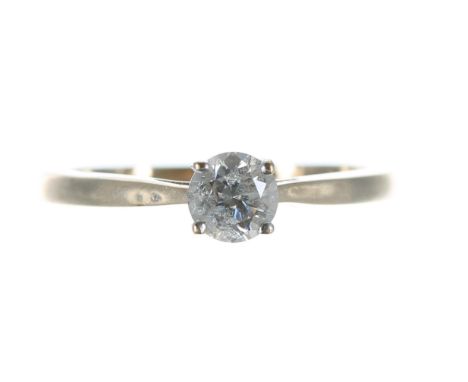 9ct diamond solitaire diamond ring with a SGL Jewellery Report, 0.50ct approx, clarity I3, colour G-H, 2gm, ring size Q/R 