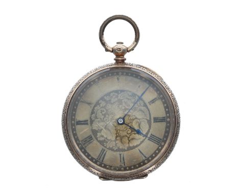 Small 14ct cylinder pocket watch, gilt bar movement signed D.a.1, metal cuvette, gilt engraved Roman numeral dial, within a s