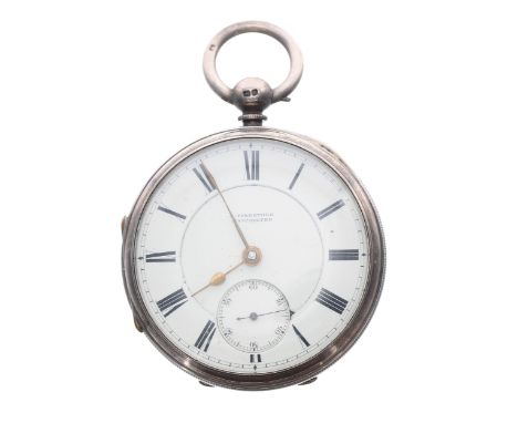 Victorian silver fusee lever pocket watch, Birmingham 1897, the movement signed J. Firestone, Manchester, no. 125107, with en