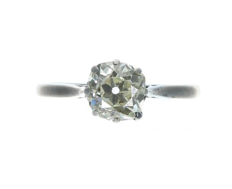 18ct white gold old brilliant-cut diamond solitaire ring, 1.20ct approx, clarity SI, colour K/L, width 7mm,&nbsp;2.31gm, ring