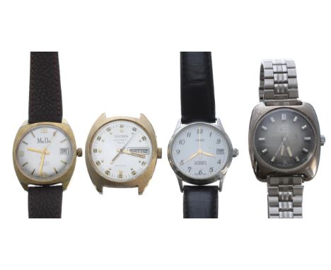 Four automatic gentleman's wristwatches to include MuDu, Rotary, Hebe, Sekonda (lacking strap)-All in working order 